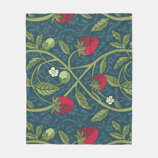 Couverture Polaire William Morris Style fraise motif floral (Devant)