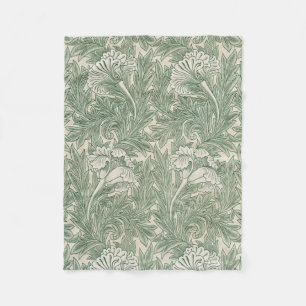 Couverture Polaire William Morris tulip fond textile vert