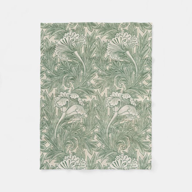 Couverture Polaire William Morris tulip fond textile vert (Devant)