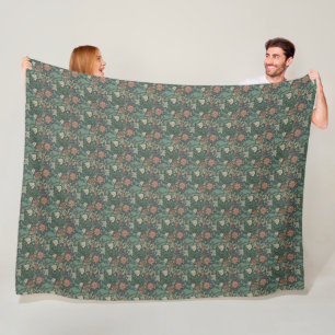Couverture Polaire William Morris Vintage Floral Rose Green Compton