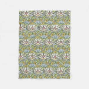 Couverture Polaire William Morris Vintage Myrte vert rose 