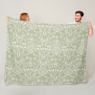 Couverture Polaire William Morris Vintage Tournesol vert clair