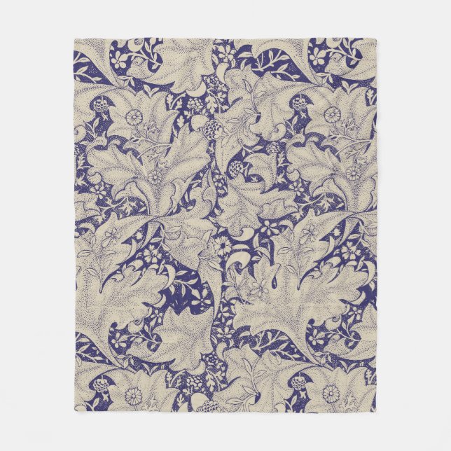 Couverture Polaire William Morris Wallflower bleu damas floral (Devant)