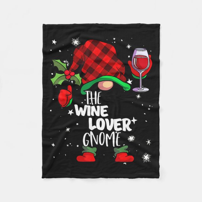 Couverture Polaire Wine Lover Gnome Red Buffalo Plaid Matching Family (Devant)