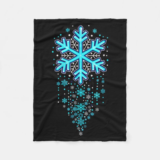 Couverture Polaire Winter Holiday Apparel - Blue Snowflake Cascade, I (Devant)
