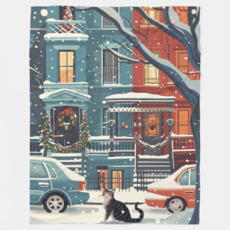 Couverture Polaire Winter New York city retro 