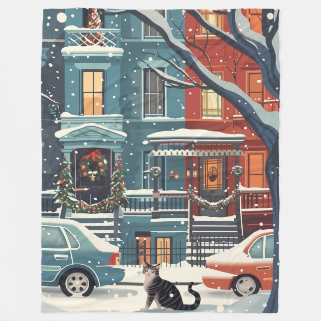 Couverture Polaire Winter New York city retro  (Devant)