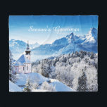 Couverture Polaire Winter scene custom<br><div class="desc">A beautiful winter scene with mountains and church,  edit text</div>