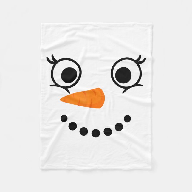 Couverture Polaire Winter Snowman Face Eyelashes Christmas Xmas Fun D (Devant)