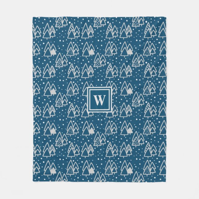 Couverture Polaire Winter Wonderland Motif de vacances avec Monogram (Devant)