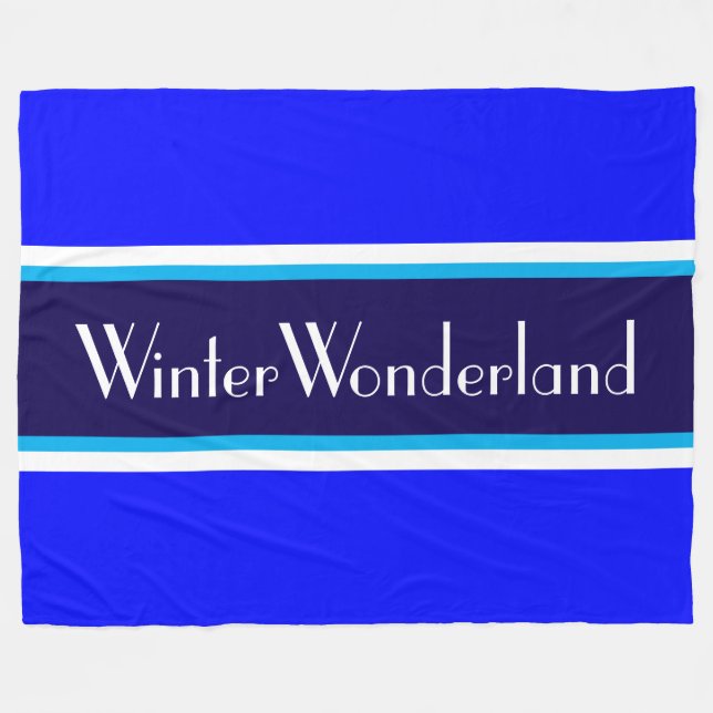 Couverture Polaire WINTER WONDERLAND Navy Sky Royal Blue  Stripes (Devant (Horizontal))