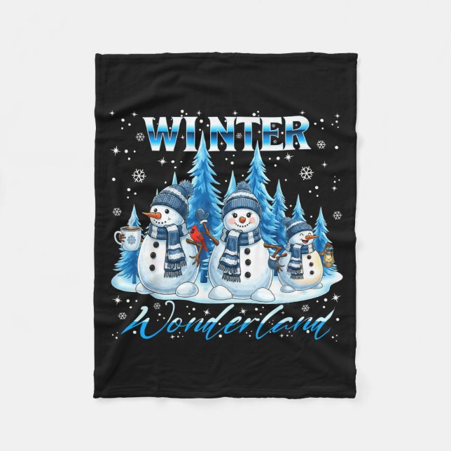 Couverture Polaire Winter Wonderland Snowman Family Snowflake Cozy Wi (Devant)