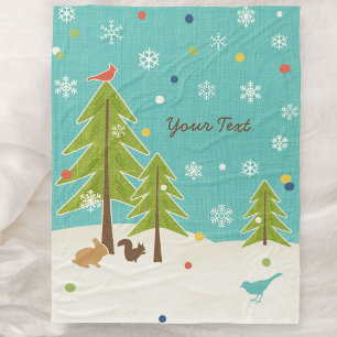 Couverture Polaire Winter Wonderland Woodland Scène personnalisée