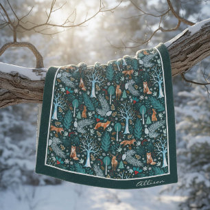Couverture Polaire Winter Woodland Turquoise/Gold ID785