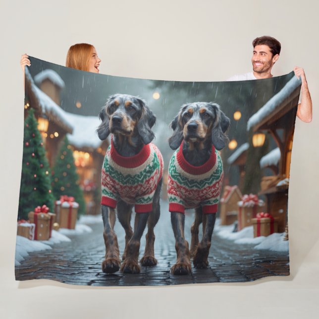 Couverture Polaire Wired Haired Pointing Griffon Dogs Christmas Snow  (En situation)