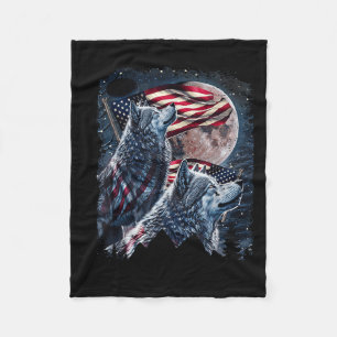 Couverture Polaire Wolf 4 juillet Drapeau Américain Howves Wolves Und