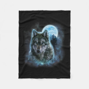 Couverture Polaire Wolf Icy Moon Galaxy Chasse Gris Gris Loups Pour