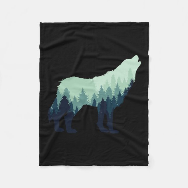 Couverture Polaire Wolf Nature Forêt extérieure Camping Randonnée Cad (Devant)