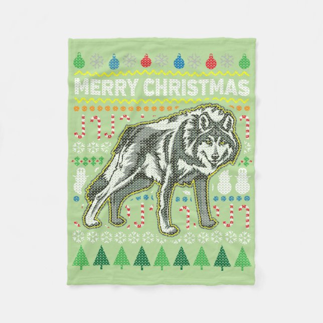Couverture Polaire Wolf Ugly Christmas Sweat Wildlife Series (Devant)