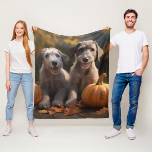 Couverture Polaire Wolfhound Chiot Automne Citrouille de plaisir