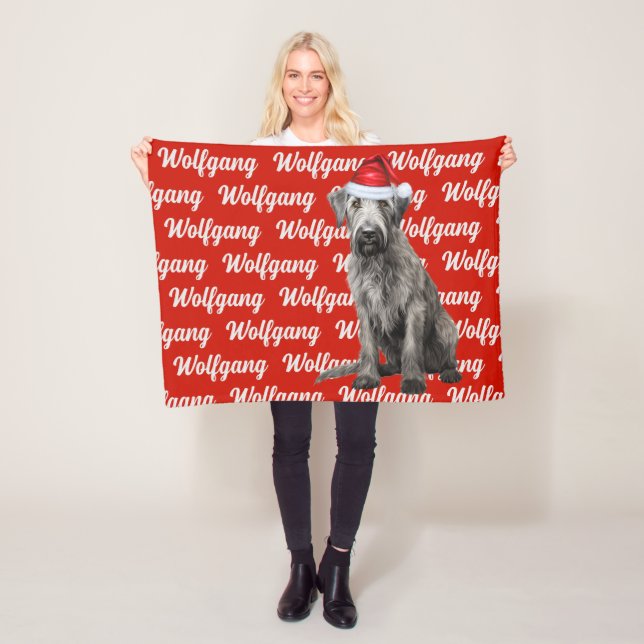Couverture Polaire Wolfhound Dog with Name Patterned Christmas (En situation)