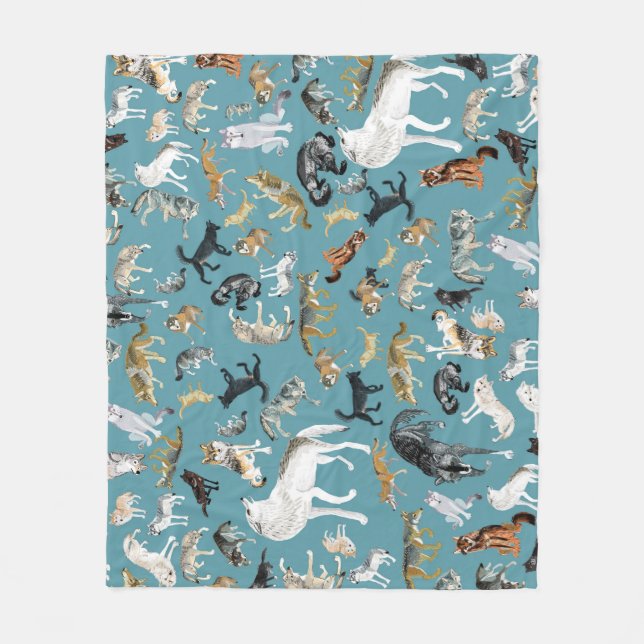 Couverture Polaire Wolves of the World Turquoise pattern (Devant)