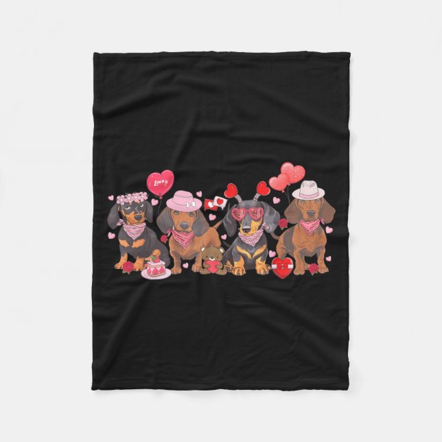 Couverture Polaire Women Dachshund Valentine’s Day Sausage Dog Bandan (Devant)