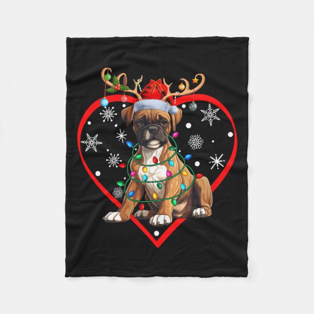 Couverture Polaire Womens Christmas Reindeer Santa Love Boxer Lovers  (Devant)