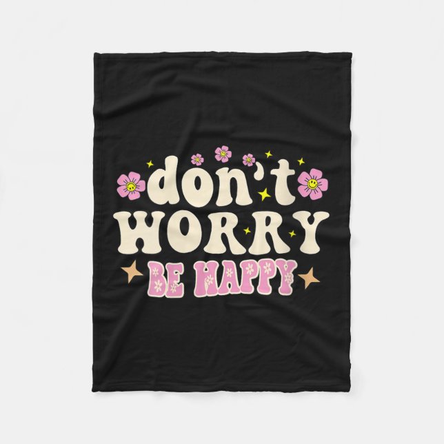 Couverture Polaire Womens Don't Worry We Be Happy Groovy Retro 70s Mo (Devant)