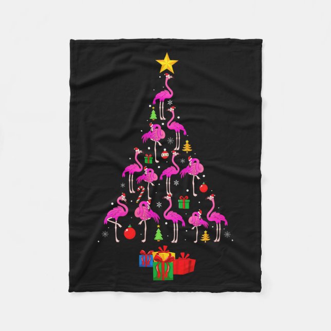 Couverture Polaire Womens Flamingo Christmas Tree Pajamas Santa Hat F (Devant)