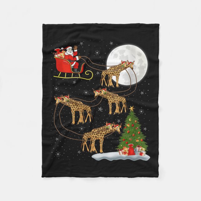 Couverture Polaire Womens Giraffe Santa Sleigh Flying Funny Magical C (Devant)