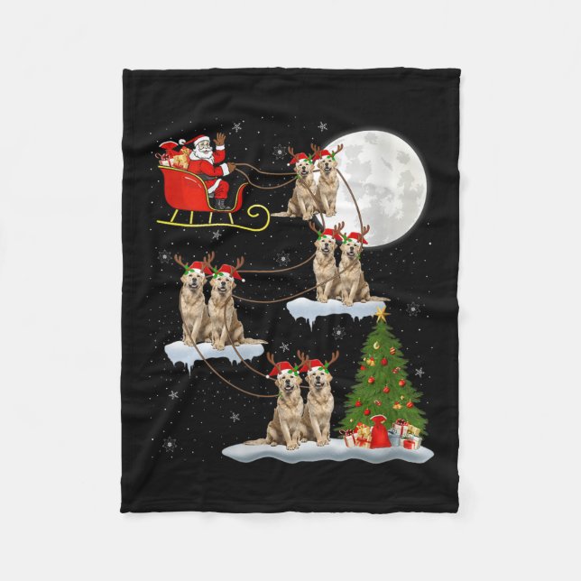 Couverture Polaire Womens Golden Retriever Dog Santa Sleigh Flying Fu (Devant)