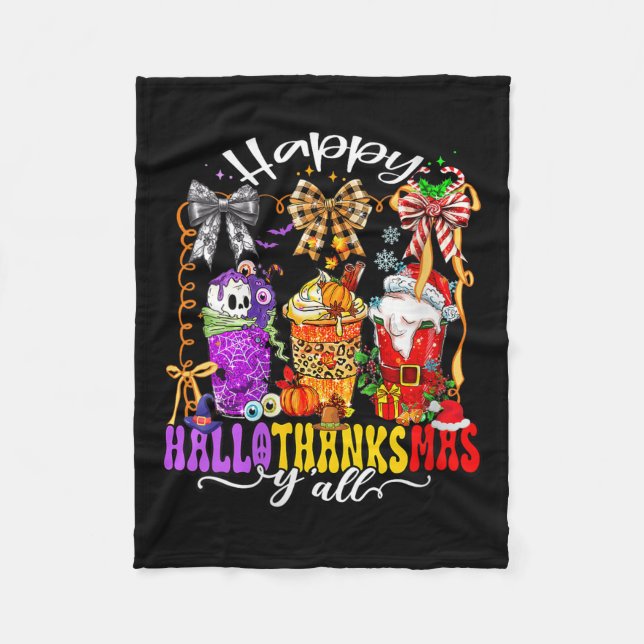 Couverture Polaire Womens Happy Hallothanksmas Y'all Mix Halloween Th (Devant)