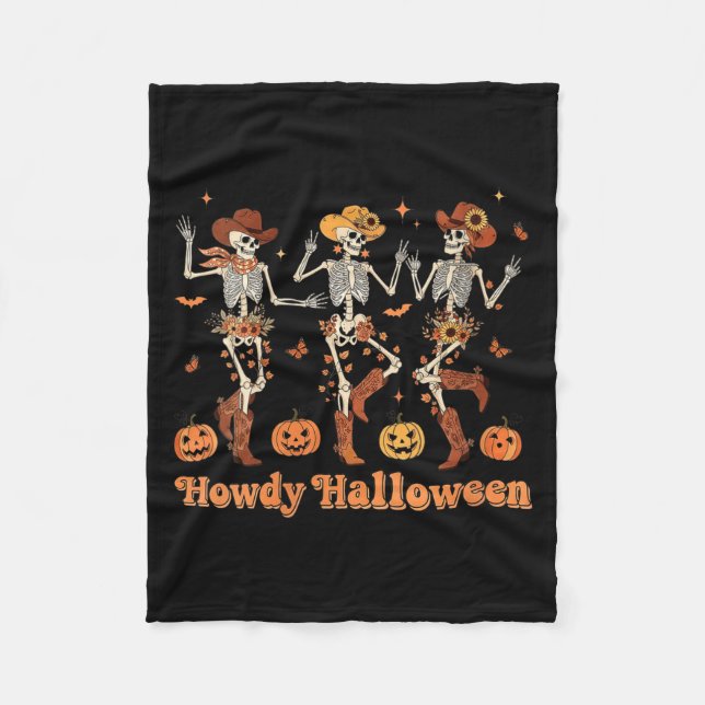 Couverture Polaire Womens Howdy Halloween Cowboy Cowgirl Skeleton Dan (Devant)
