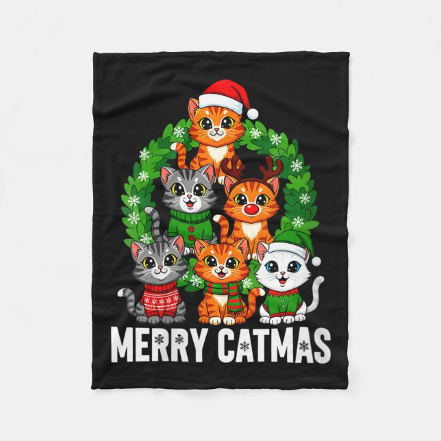 Couverture Polaire Womens Merry Catmas Funny Christmas Cat Mom Meowy  (Devant)