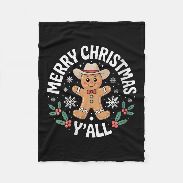 Couverture Polaire Womens Merry Christmas Yall Gingerbread Cowboy How (Devant)