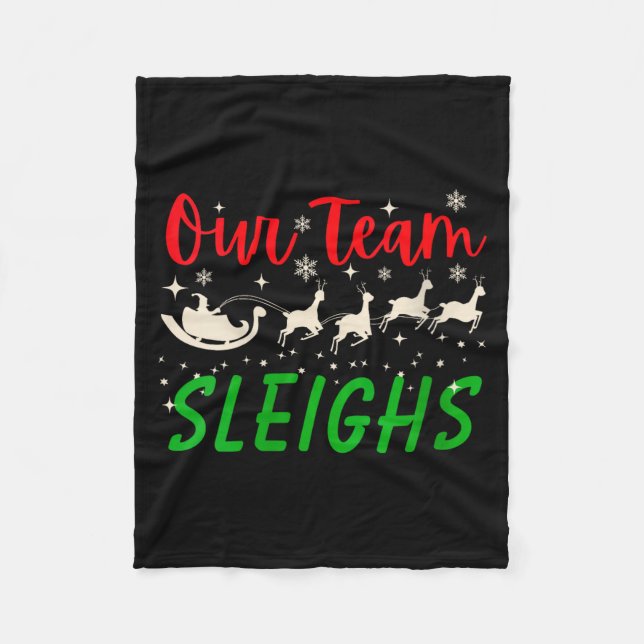 Couverture Polaire Womens Our Team Sleighs Reindeers Santa's Workers  (Devant)