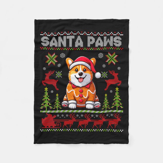 Couverture Polaire Womens Pembroke Welsh Corgi Santa Paws Merry Chris (Devant)