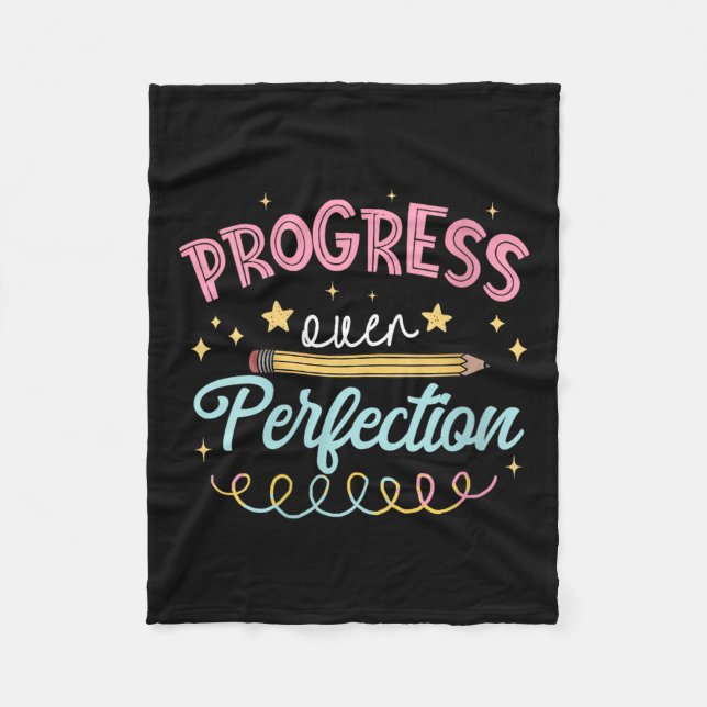 Couverture Polaire Womens Progress Over Perfection Motivational Teach (Devant)