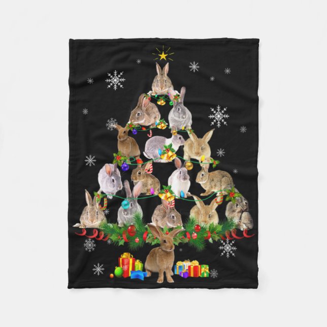 Couverture Polaire Womens Rabbit Christmas Tree Snow Funny Rabbit Xma (Devant)