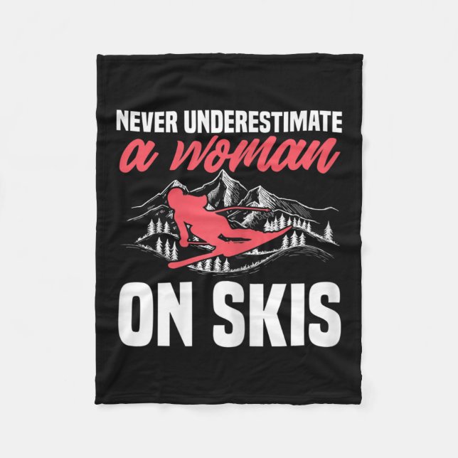 Couverture Polaire Womens Ski Funny Skiing Never Underestimate A Woma (Devant)