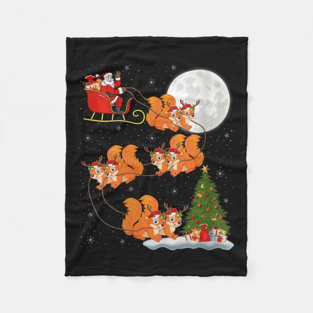 Couverture Polaire Womens Squirrel Santa Sleigh Flying Funny Magical  (Devant)