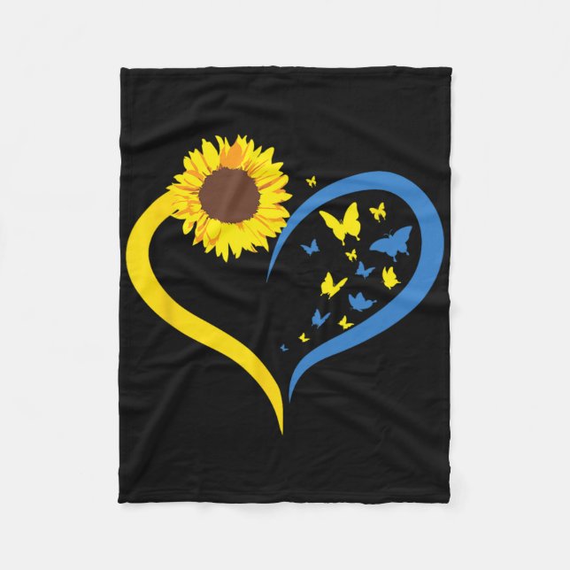 Couverture Polaire Womens Sunflower Love Heart I Stand With Ukraine B (Devant)