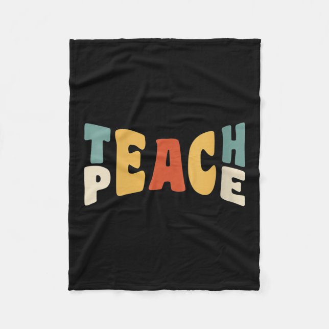 Couverture Polaire Womens Teach Peace Retro Teacher Motivational Educ (Devant)