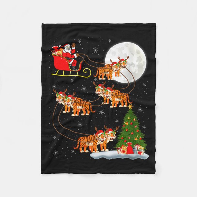 Couverture Polaire Womens Tiger Santa Sleigh Flying Funny Magical Chr (Devant)