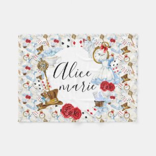 Couverture Polaire Wonderland Blue, Red & Gold Alice Nom