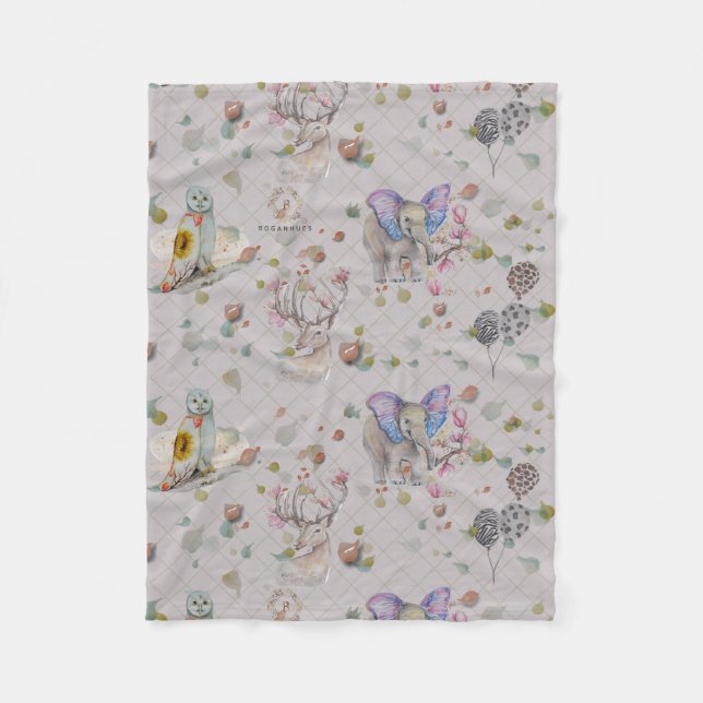 Couverture Polaire Woodland thème bébé (Devant)