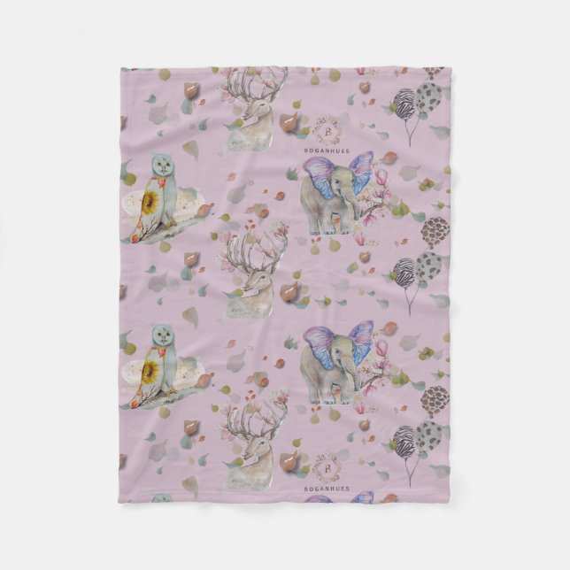 Couverture Polaire Woodland thème bébé (Devant)