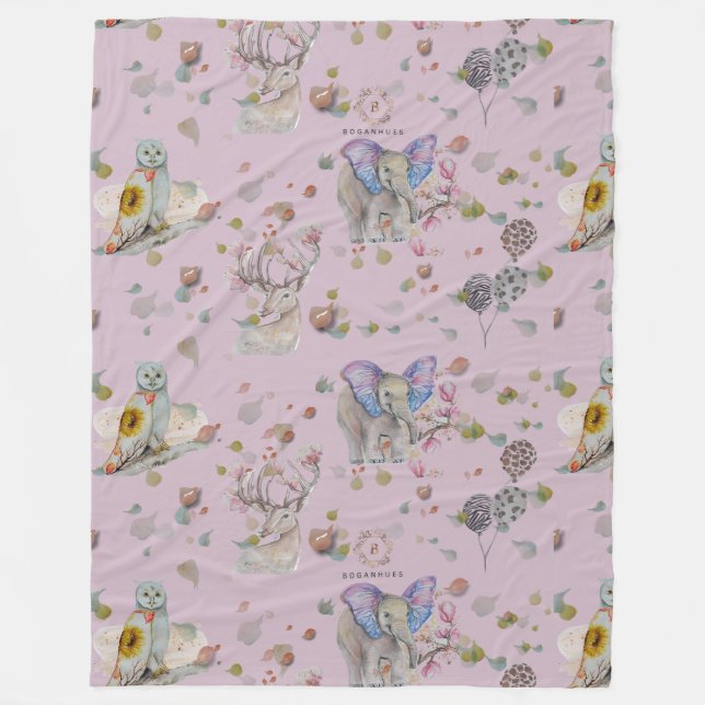 Couverture Polaire Woodland thème bébé (Devant)