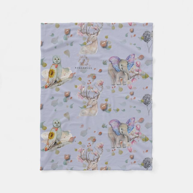 Couverture Polaire Woodland thème bébé (Devant)